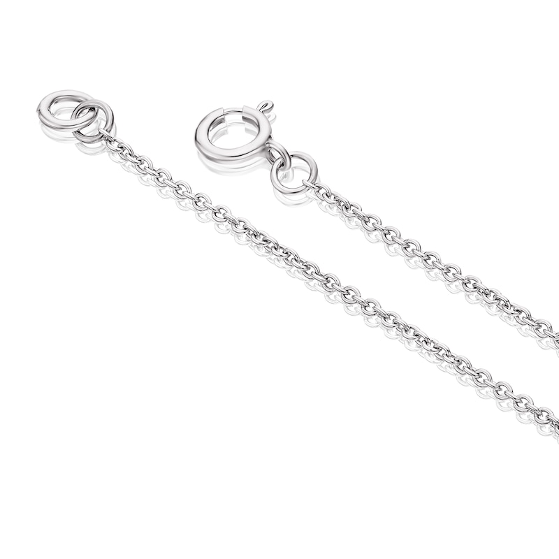 Main Image 3 of Sterling Silver Half Cubic Zirconia & Mother of Pearl Heart Pendant Necklace