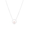 Thumbnail Image 1 of Sterling Silver Rose Quartz Sphere Circle Pendant Necklace