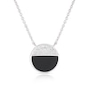Thumbnail Image 0 of Sterling Silver Half Cubic Zirconia & Onyx Half Circle Pendant Necklace