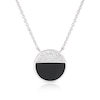 Thumbnail Image 1 of Sterling Silver Half Cubic Zirconia & Onyx Half Circle Pendant Necklace