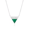 Thumbnail Image 1 of Sterling Silver Half Cubic Zirconia & Malachite Triangle Pendant Necklace