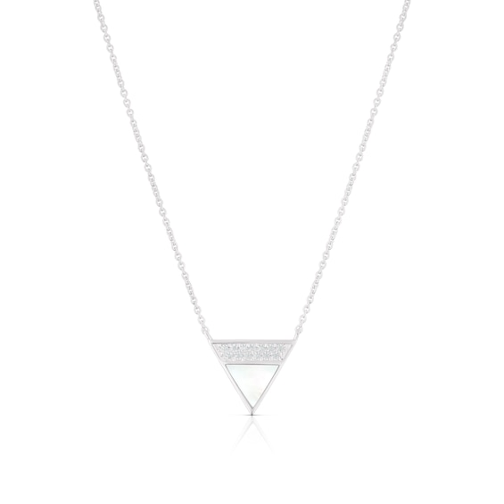 Sterling Silver Half Cubic Zirconia and Mother of Pearl Tria