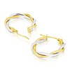 Thumbnail Image 2 of 9ct Two-Tone Yellow & White Gold Oval Twist Hoop Earrings