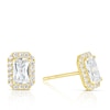 Thumbnail Image 1 of 9ct Yellow Gold Rectangle Cubic Zirconia Halo Stud Earrings