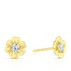 9ct Yellow Gold Cubic Zirconia Centre Flower Stud Earrings