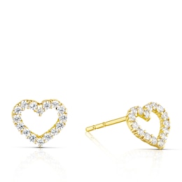9ct Yellow Gold Cubic Zirconia Open Heart Stud Earrings