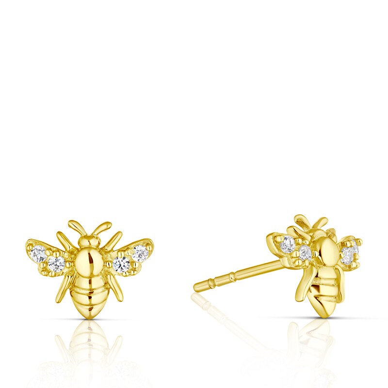 Main Image 1 of 9ct Yellow Gold Cubic Zirconia Bee Stud Earrings