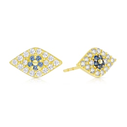 9ct Yellow Gold Evil Eye Cubic Zirconia Stud Earrings