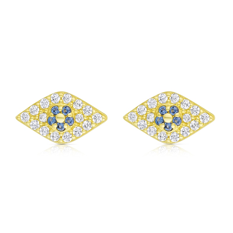 Main Image 2 of 9ct Yellow Gold Evil Eye Cubic Zirconia Stud Earrings