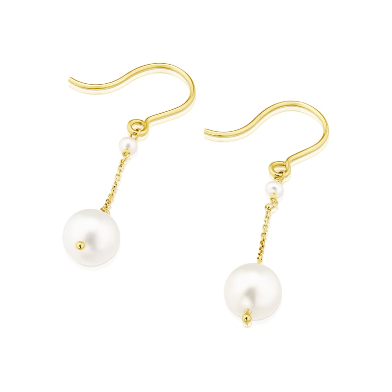 9ct Yellow Gold Pearl Hook Drop Earrings | H.Samuel