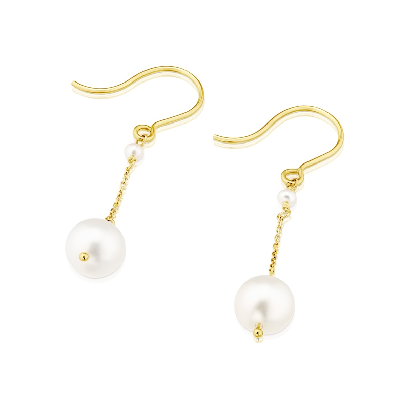 Main Image 2 of 9ct Yellow Gold Pearl Hook Drop Earrings
