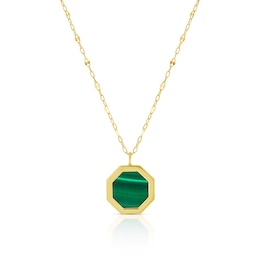 9ct Yellow Gold Malachite Octagonal Locket