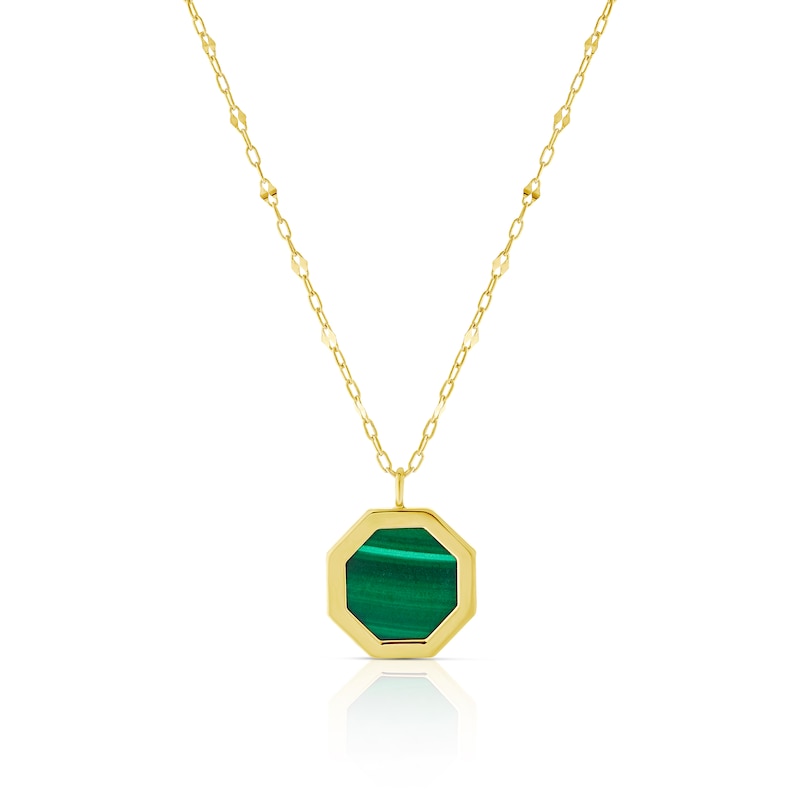 9ct Yellow Gold Malachite Octagonal Locket