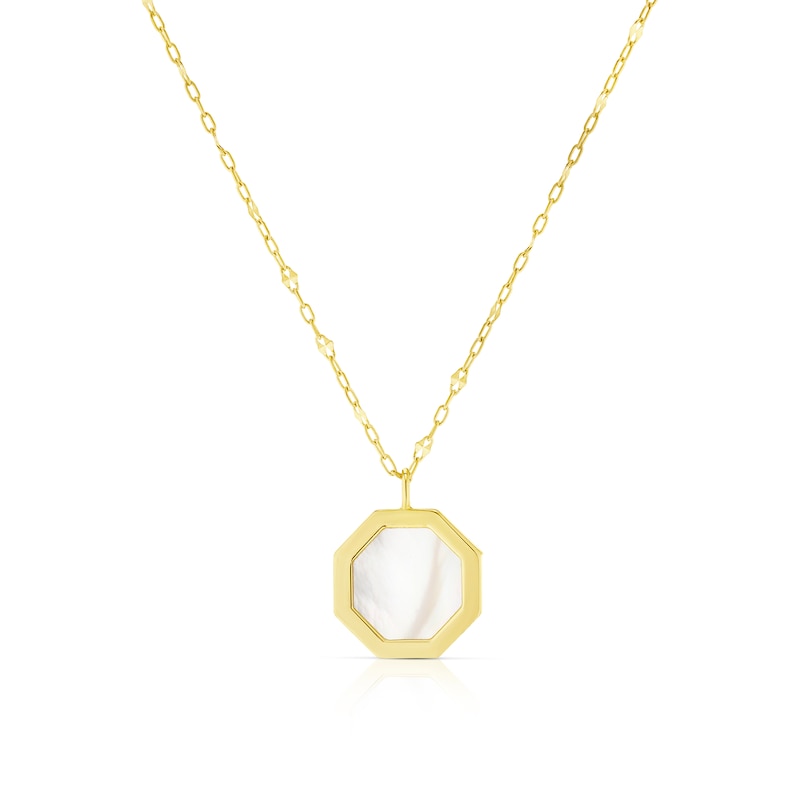 9ct Yellow Gold Mother Of Pearl Octagonal Locket