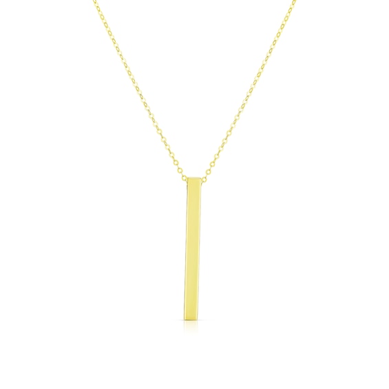 9ct Yellow Gold Bar Drop Pendant Necklace