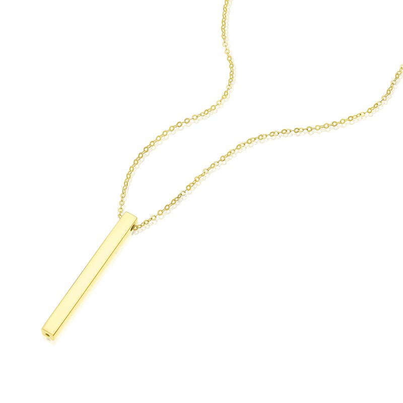 Main Image 2 of 9ct Yellow Gold Bar Drop Pendant Necklace