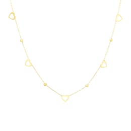 9ct Yellow Gold Open Heart & Bead Necklace