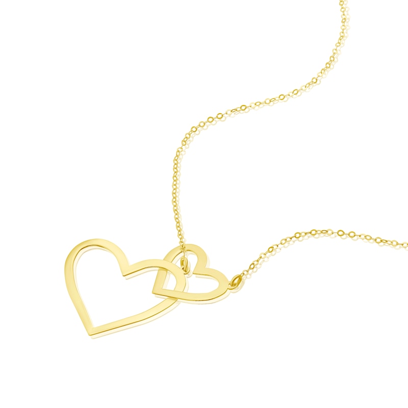 Main Image 2 of 9ct Yellow Gold Double Open Heart & Bead Necklace