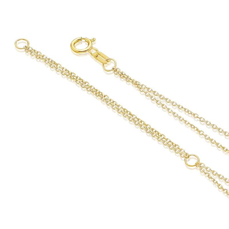 Main Image 3 of 9ct Yellow Gold Double Chain Heart Pendant Necklace