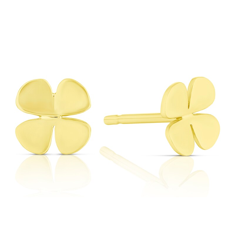 Main Image 1 of Children's 9ct Yellow Gold 4 Leaf Clover Stud Earrings