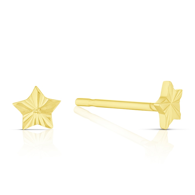 Children's 9ct Yellow Gold Diamond Cut Star Stud Earrings