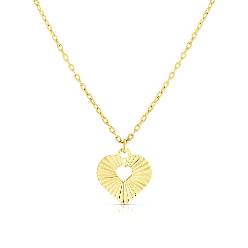 Main Image 1 of Children's 9ct Yellow Gold Sunburst Heart Pendant Necklace
