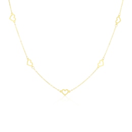 9ct Yellow Gold Open Heart Chocker Necklace