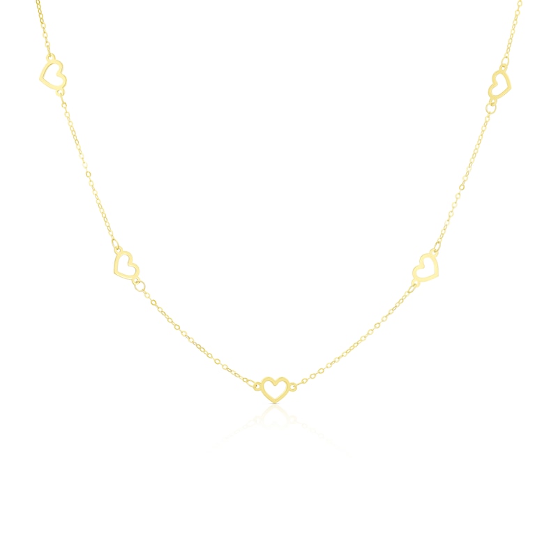 Yellow gold open heart choker necklace