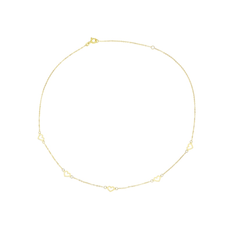 Main Image 2 of 9ct Yellow Gold Open Heart Chocker Necklace