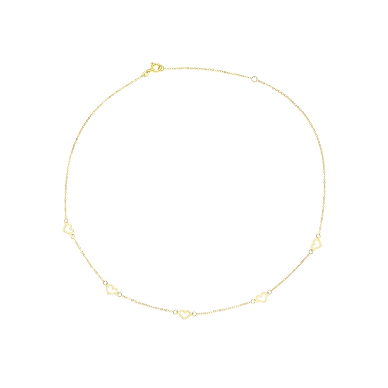 9ct Yellow Gold Open Heart Chocker Necklace