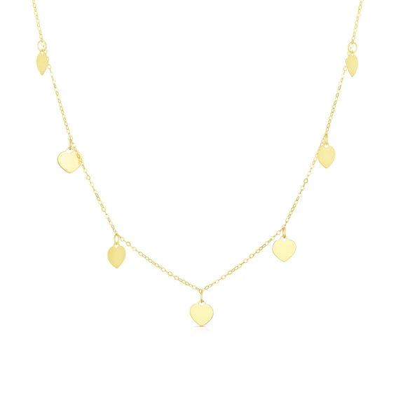 9ct Yellow Gold Heart Drop Choker Necklace