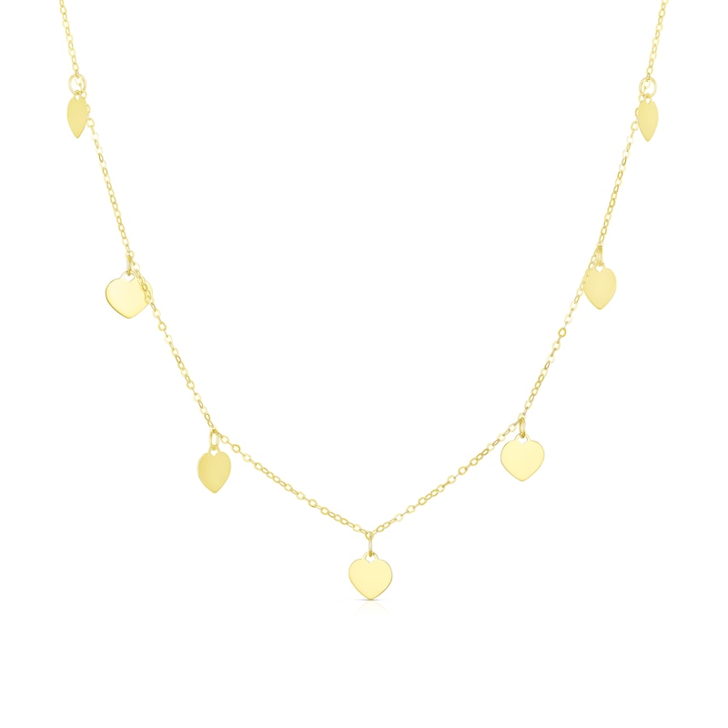 9ct Yellow Gold Heart Drop Choker Necklace