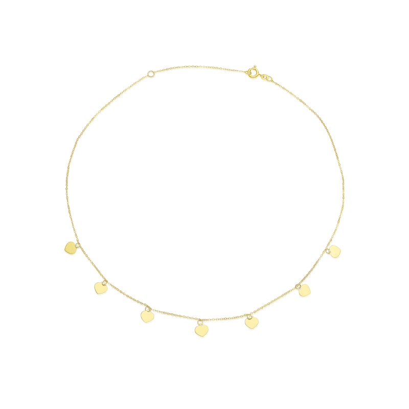 Main Image 2 of 9ct Yellow Gold Heart Drop Choker Necklace