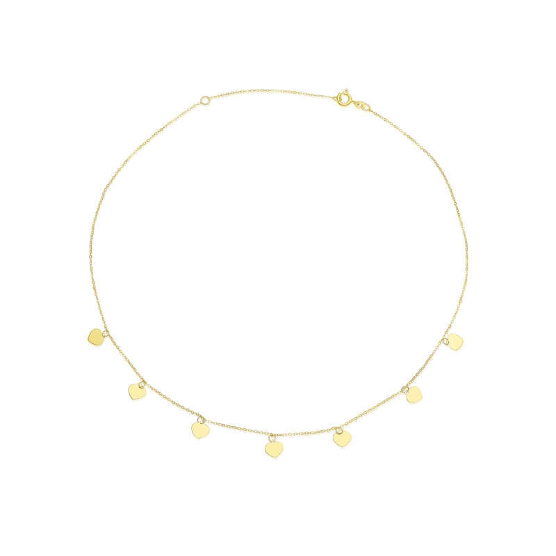 9ct Yellow Gold Heart Drop Choker Necklace