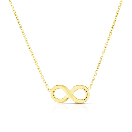 9ct Yellow Gold Infinity Pendant Choker Necklace