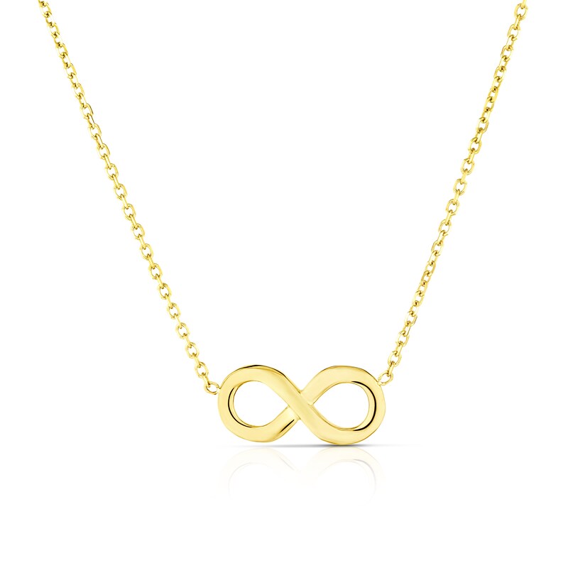 Main Image 1 of 9ct Yellow Gold Infinity Pendant Choker Necklace