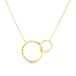 9ct Yellow Gold Double Circle Choker Necklace