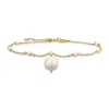 Thumbnail Image 1 of 9ct Yellow Gold Pearl Station Drop Pendant Bracelet