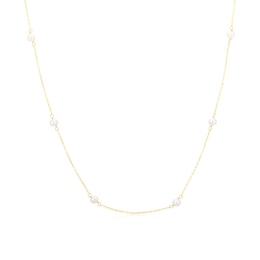9ct Yellow Gold Pearl Station Necklace