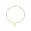 Thumbnail Image 1 of 9ct Yellow Gold Double Chain Heart Charm Bracelet