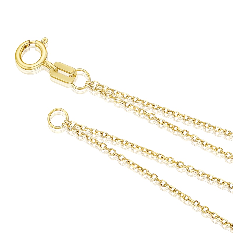 9ct Yellow Gold Double Chain Heart Charm Bracelet