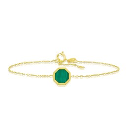 9ct Yellow Gold Octagonal Malachite Pendant Bracelet