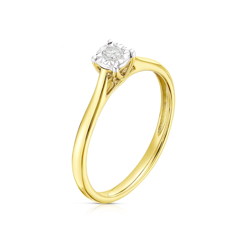 Main Image 2 of 9ct Yellow Gold Diamond Illusion Set Solitaire Ring