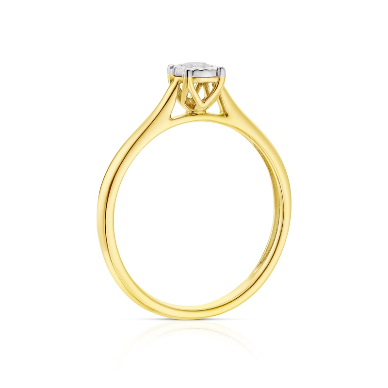 Main Image 3 of 9ct Yellow Gold Diamond Illusion Set Solitaire Ring