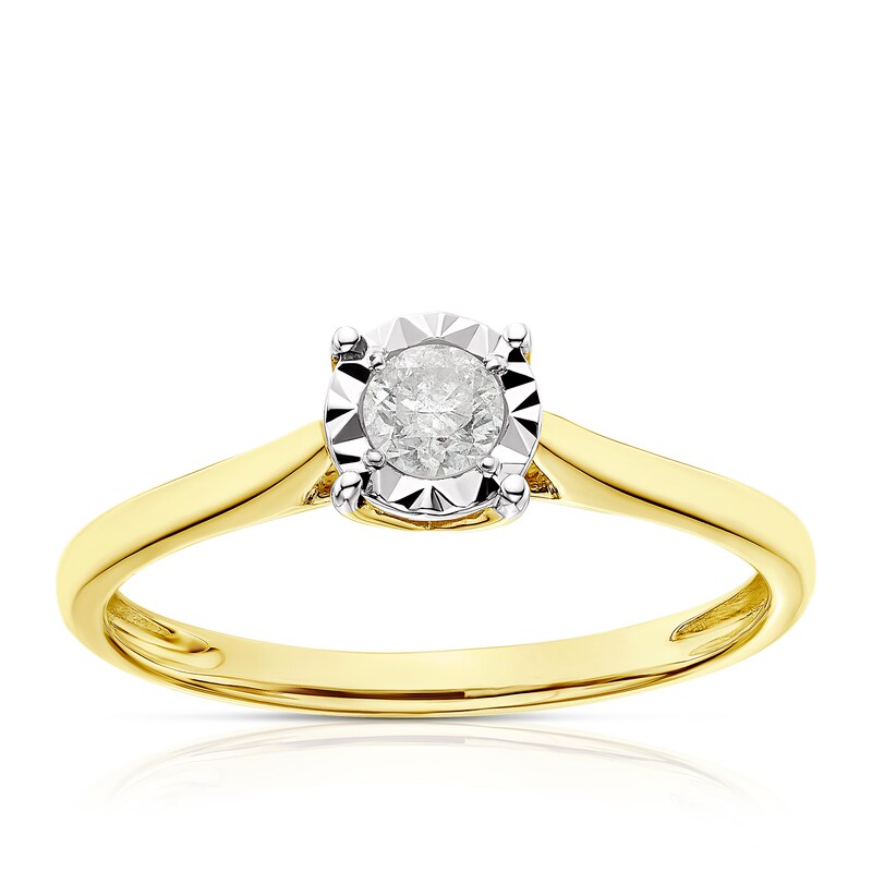 Main Image 1 of 9ct Yellow Gold 0.17ct Diamond Illusion Set Solitaire Ring