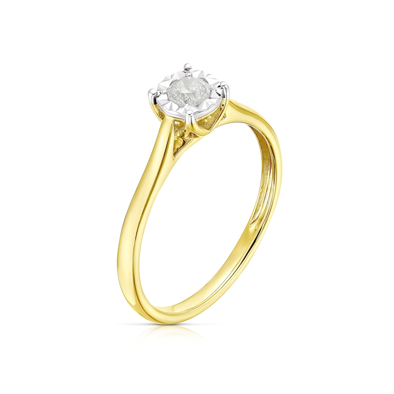 Main Image 2 of 9ct Yellow Gold 0.17ct Diamond Illusion Set Solitaire Ring