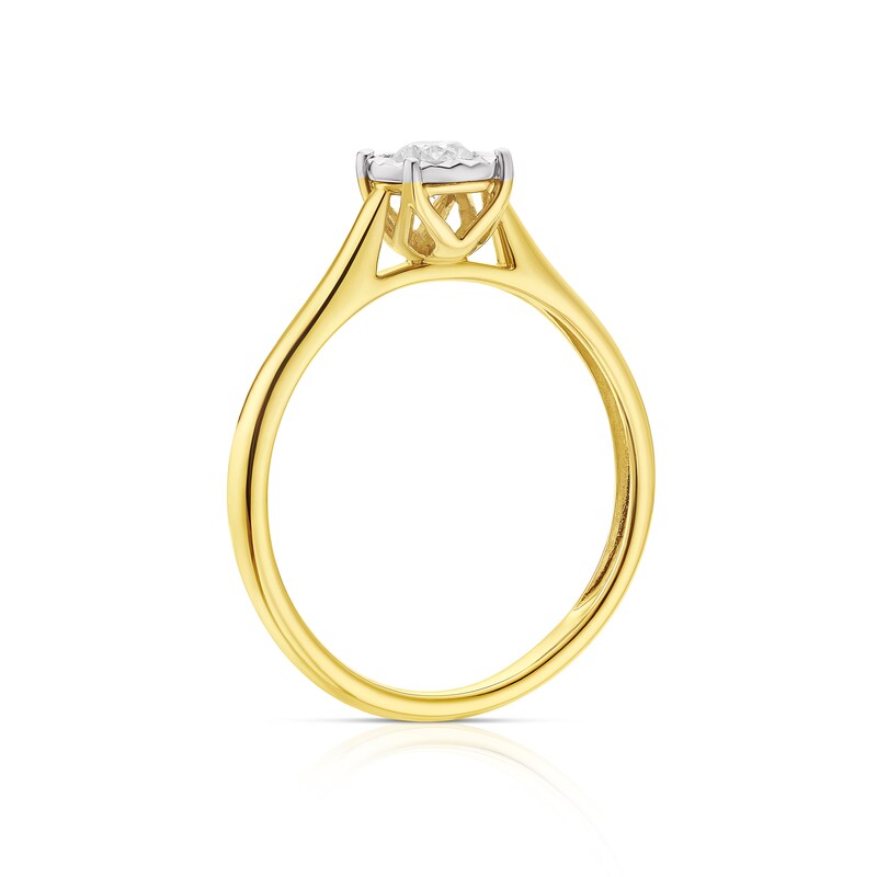 Main Image 3 of 9ct Yellow Gold 0.17ct Diamond Illusion Set Solitaire Ring