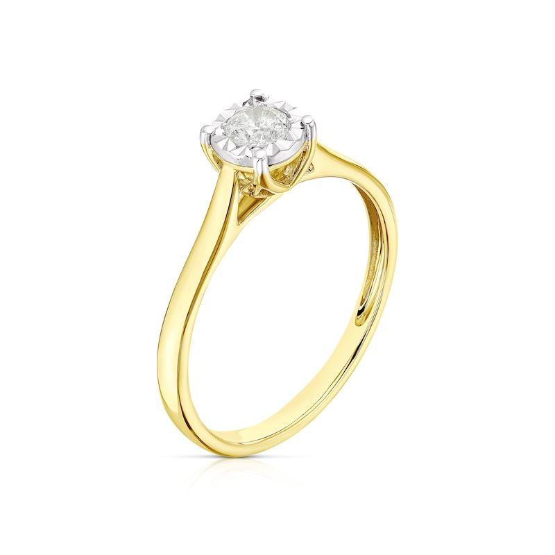 Main Image 2 of 9ct Yellow Gold 0.20ct Diamond Illusion Set Solitaire Ring