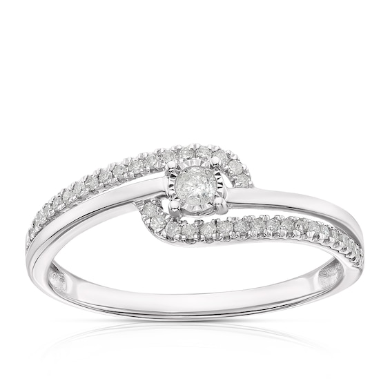 9ct White Gold 0.15ct Diamond Illusion Set Ring