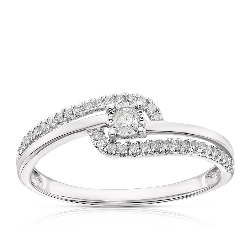Main Image 1 of 9ct White Gold 0.15ct Diamond Illusion Set Ring